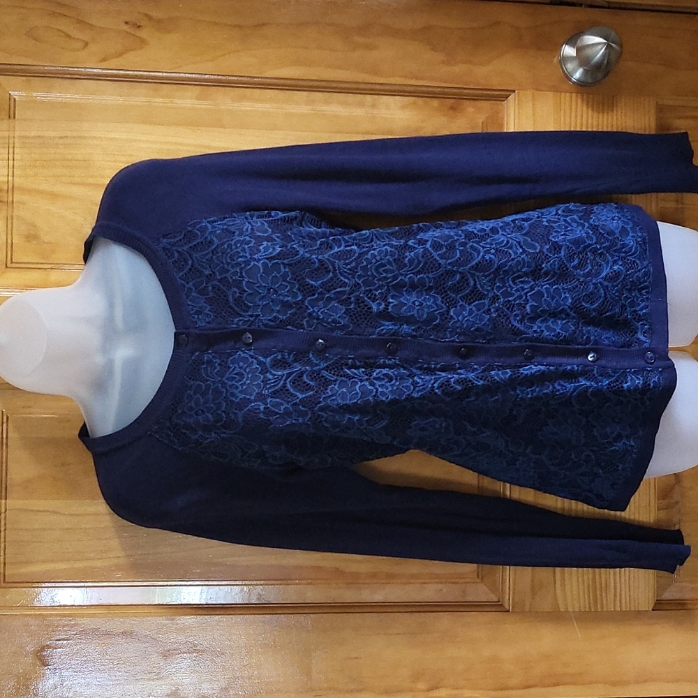 Basic Editions Navy blue sweater cardigan button up. Size:M